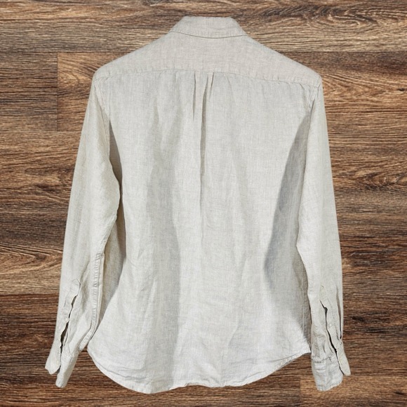 J Crew Irish Linen Baird McNutt Shirt Mens XL Slim Tan Long Sleeve Button Down - Picture 2 of 8